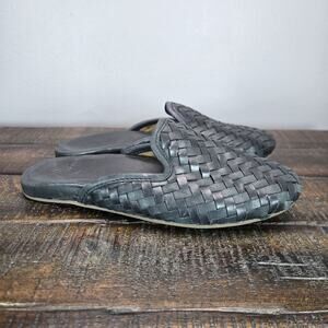 Olukai Mi'i Womens Size 6.5 Woven Leather Mules Sandals Flats Beach Black